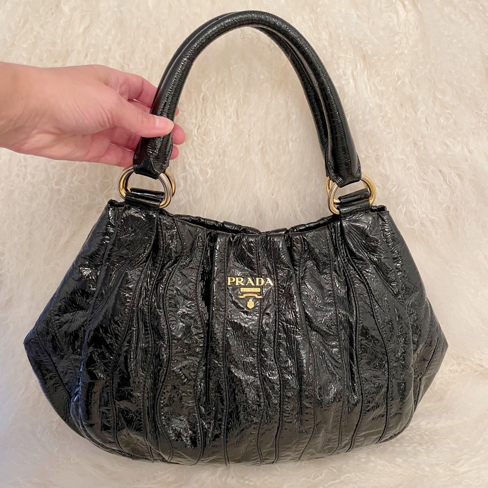 Prada Black Patent Leather Shoulder Bag w/Receipt!